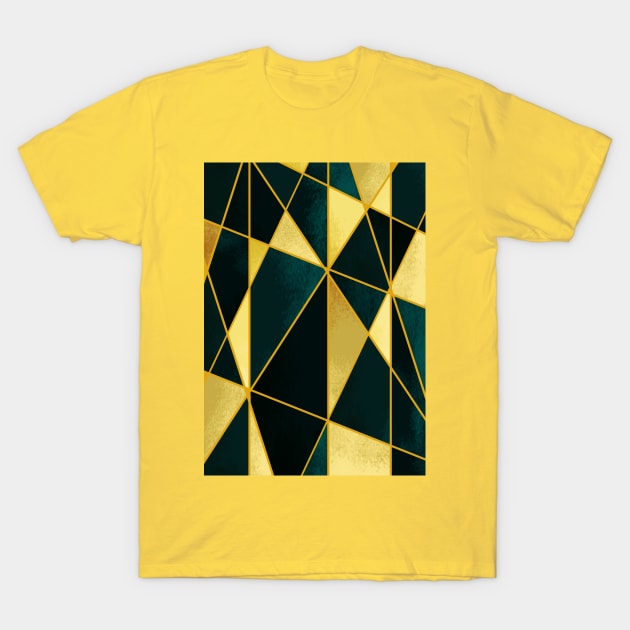 Abstract Gold and Green T-Shirt by Scratch